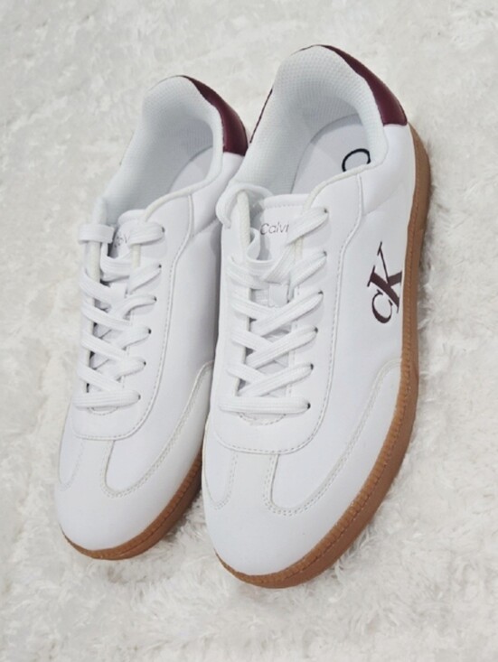 Calvin Klein Shoes - Calvin Klein Women’s White Burgundy Sneakers Size 11 M Casual Lace Up Shoes
